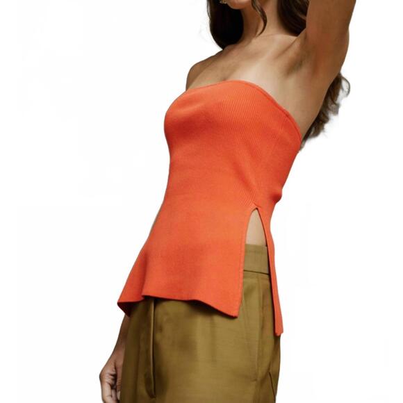AUTUMN CASHMERE Tops - NEW AUTUMN CASHMERE strapless rib tunic with side slits in hibiscus